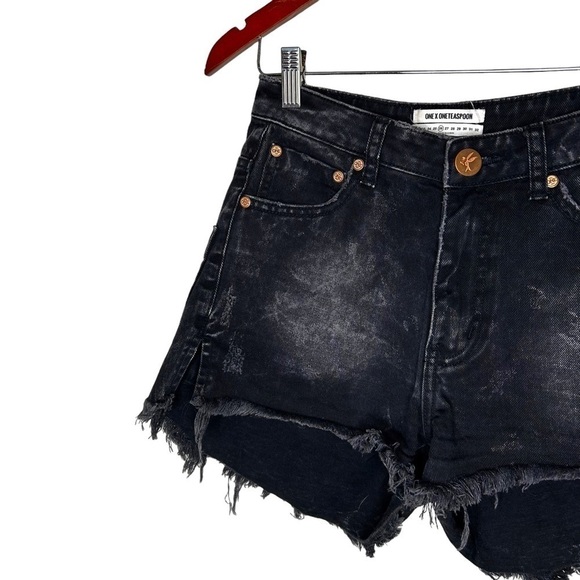 One Teaspoon Bonita High Waist Cut Off Denim Shorts - Picture 4 of 12